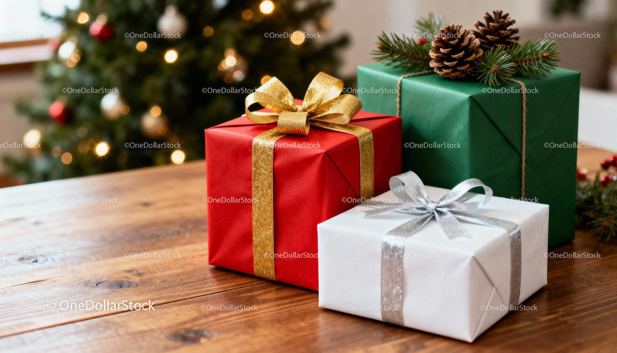 Festive Christmas Gifts with Decorative Pine Cones