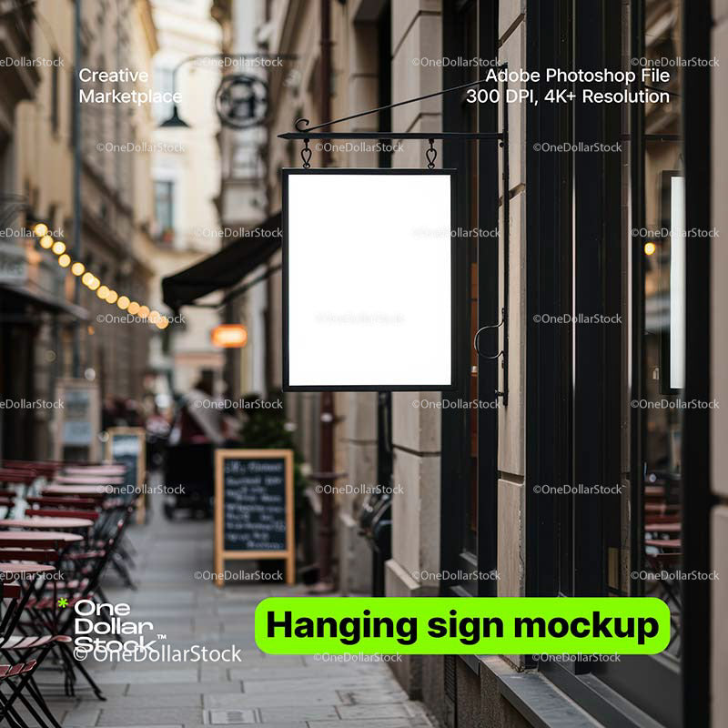 editable PSD mockup for Hanging sign