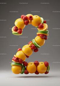 Fresh fruit number two made of vibrant citrus and berries