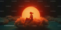 Sunlike Glowing Orb in Space with Cosmic Background and Stars