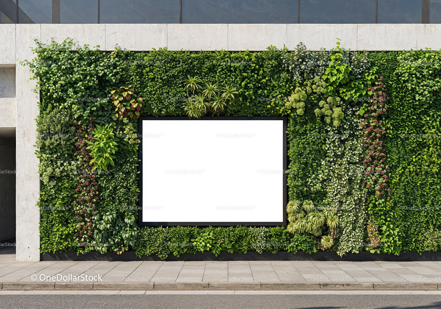 Modern Vertical Garden Wall with Blank Advertising Board
