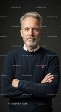Confident Mature Male in Formal Sweater and Shirt Portrait
