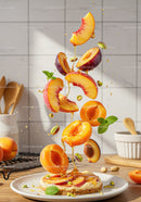 Peach and apricot tart with flowing honey drizzle