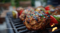 Juicy Grilled Meat Skewers on Barbecue Grill