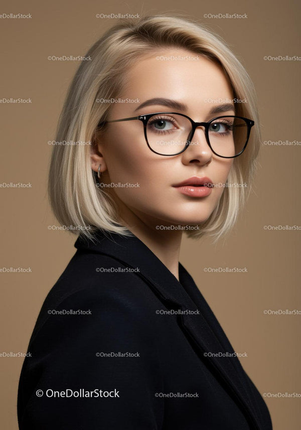 Elegancka Bizneswoman z Blond Włosami w Stylowych Czarnych Okularach