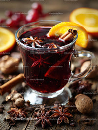 Delicious Mulled Wine with Citrus and Spices in a Glass Mug