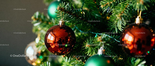 Close-Up of Colorful Ornaments on Christmas Tree