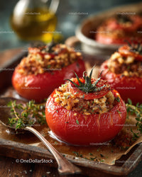 Stuffed and Baked Tomatoes with Herb Topping