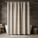 Beige Fabric Shower Curtain for Modern Bathroom Interior