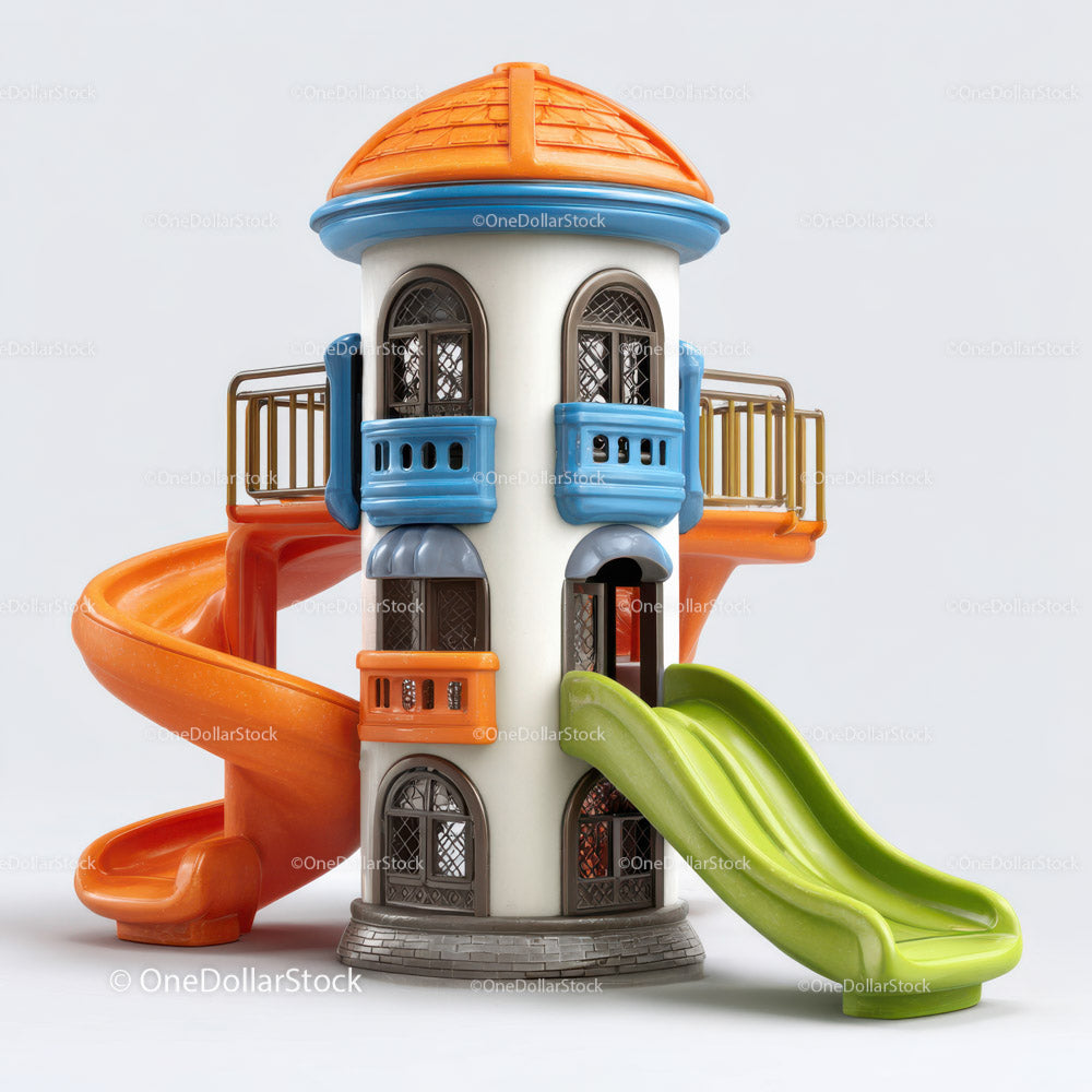 Colorful Children's Playhouse with Slides for Outdoor Fun