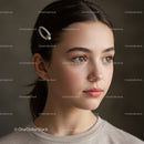 Elegant Woman with Pearl Hair Clip and Brown Eyes Portrait
