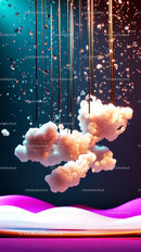 Floating Clouds with Sparkling Light Trails in Vibrant Digital Art
