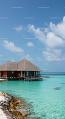 Luxurious Overwater Villa on a Tropical Beach with Turquoise Waters