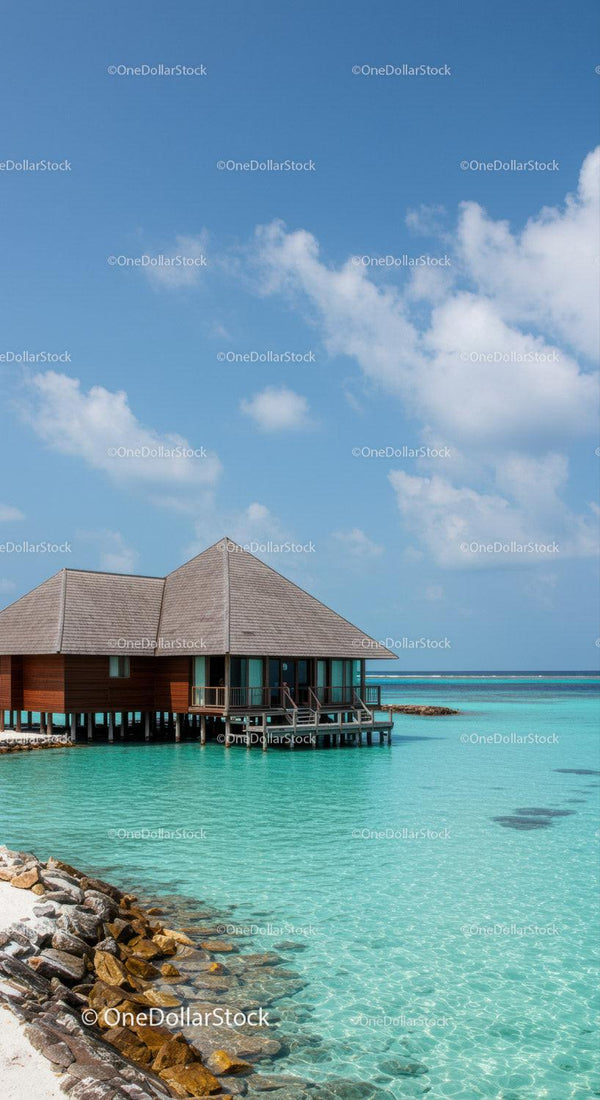 Luxurious Overwater Villa on a Tropical Beach with Turquoise Waters