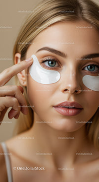 Close-up of Woman Applying Under Eye Patches for Skincare