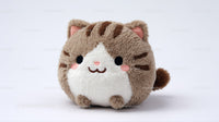 Cute Plush Cat Toy with Large Black Eyes and Pink Nose