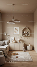 Cozy Kid's Bedroom Nursery with Plush Toys and Soft Decor