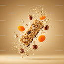 Granola Bar Surrounded by Oats Nuts and Dried Fruits