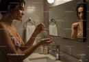 Woman Applying Hand Sanitizer in Modern Bathroom Interior