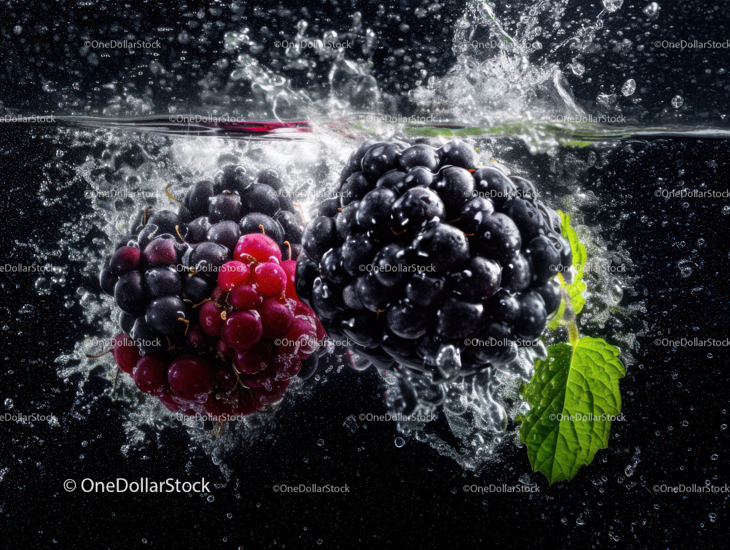Fresh Blackberries Splashing into Water in a Vivid Nature Scene
