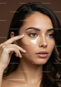 Beautiful Woman Applying Hydrating Under Eye Patches for Skincare