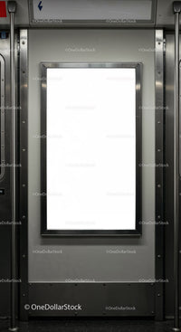 Blank Advertisement Frame Inside Subway Train Door