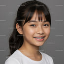 Smiling Teenage Girl with Dental Braces Portrait