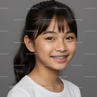 Smiling Teenage Girl with Dental Braces Portrait
