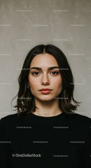 Young woman with natural makeup and calm expression
