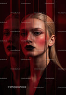 Futuristic Female Portrait with Red Lighting and Dark Makeup Stock Photo Bundle preview 17