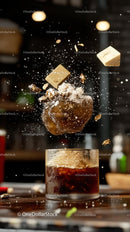 Coffee Splash Action Shot with Ice and Cream