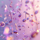Vibrant Floating Musical Notes with Light Effects and Abstract Atmosphere