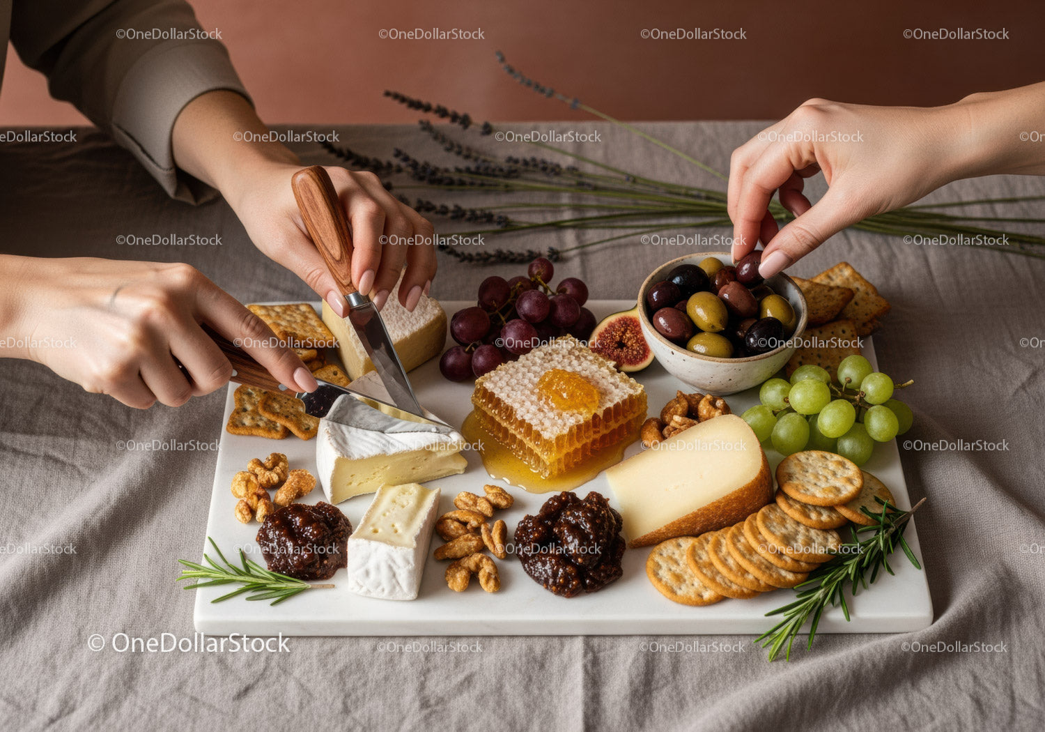 Elegant Cheese and Fruit Platter with Honeycomb and Nuts