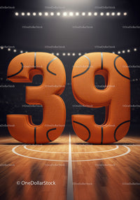 Basketball Texture Numbers 39 on Court Floor