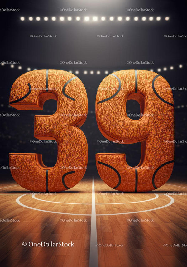 Basketball Texture Numbers 39 on Court Floor