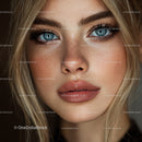Close Up Portrait of a Woman with Blue Eyes and Natural Makeup