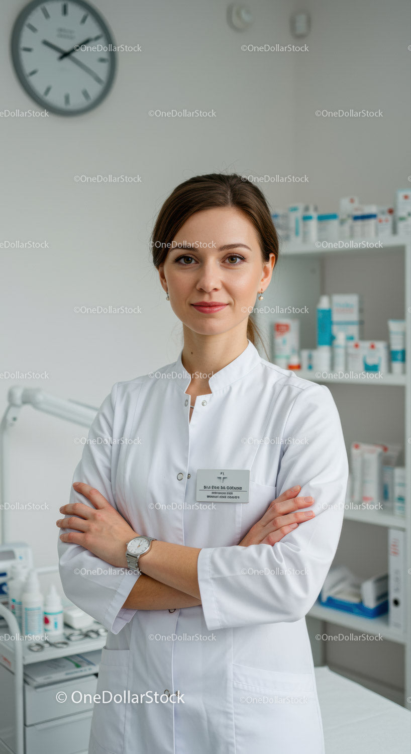 Profesjonalna lekarka w białym fartuchu w nowoczesnym środowisku medycznym