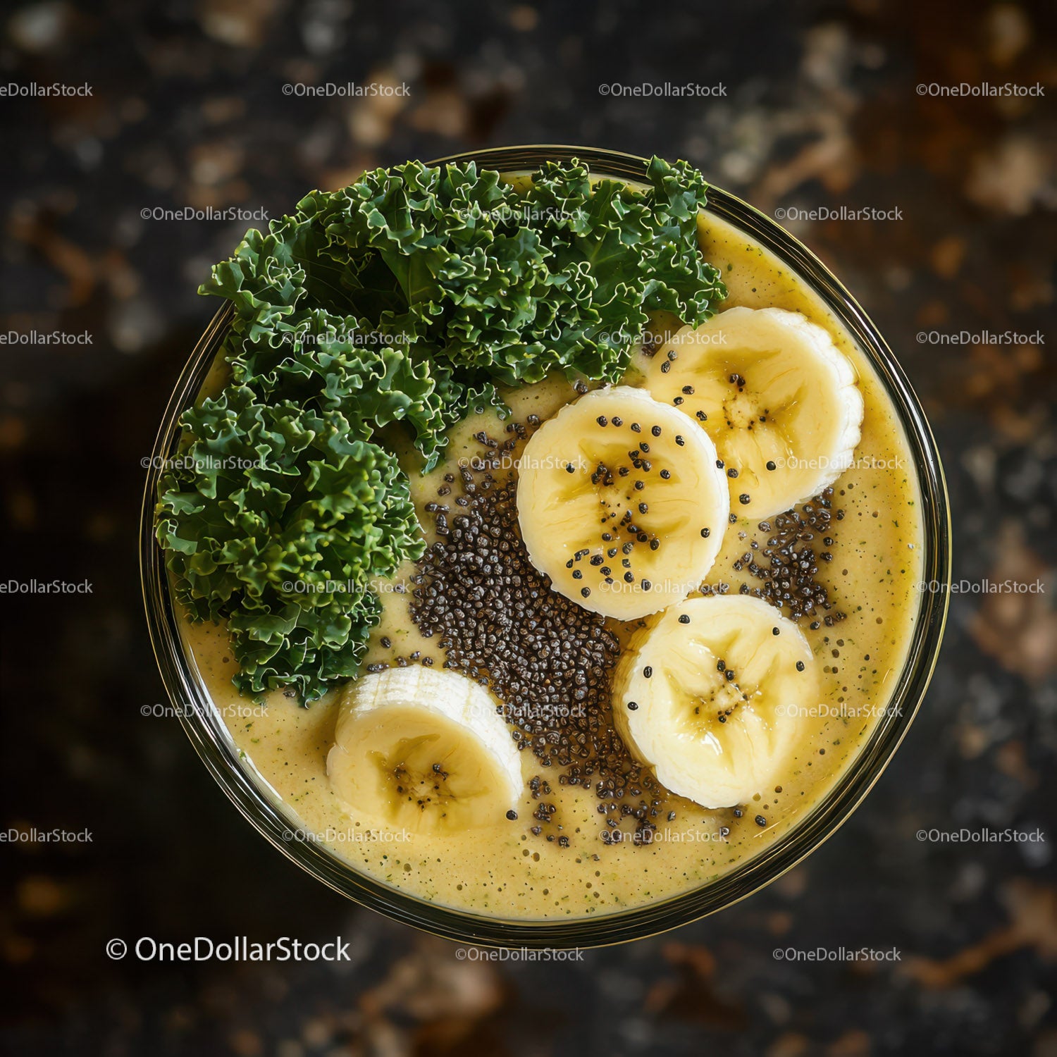 Healthy Banana and Kale Chia Smoothie with Fresh Fruit