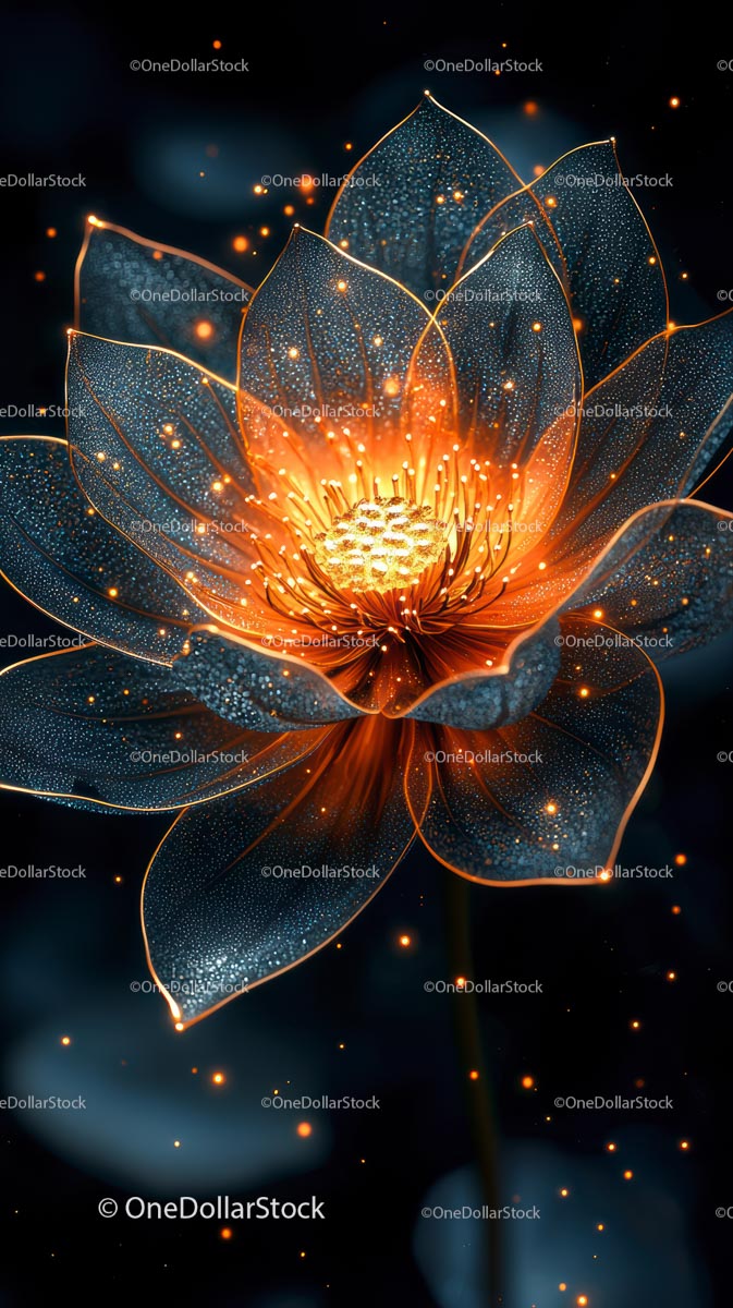 Glowing Lotus Flower with Sparkling Petals and Mystical Glow