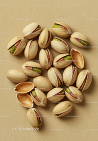 Close Up of Pistachios with Natural Beige Background