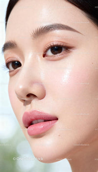 Close-up of radiant woman with natural glowing skin