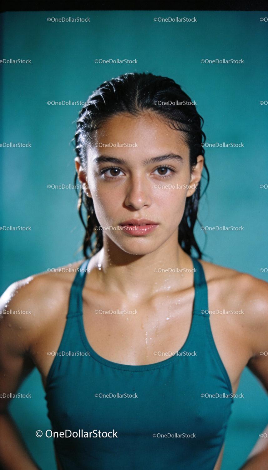 Focused young swimmer confident after a swim session