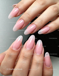 Elegant natural ombre nails with glossy finish