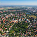 Aerial View of Residential Neighborhood with Green Parks and Lakes