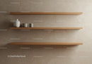 Wooden Floating Shelves with Decor in Contemporary Interior Scene