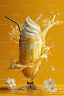 Creamy Whipped Cream and Orange Juice Splash in Elegant Glass