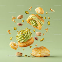 Pistachio Cream Filled Pastries with Crunchy Toppings