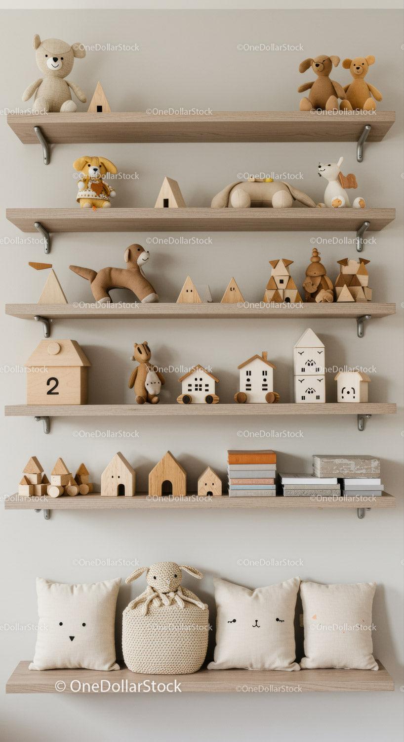 Playful Wooden and Plush Toys in Cozy Nursery Decor
