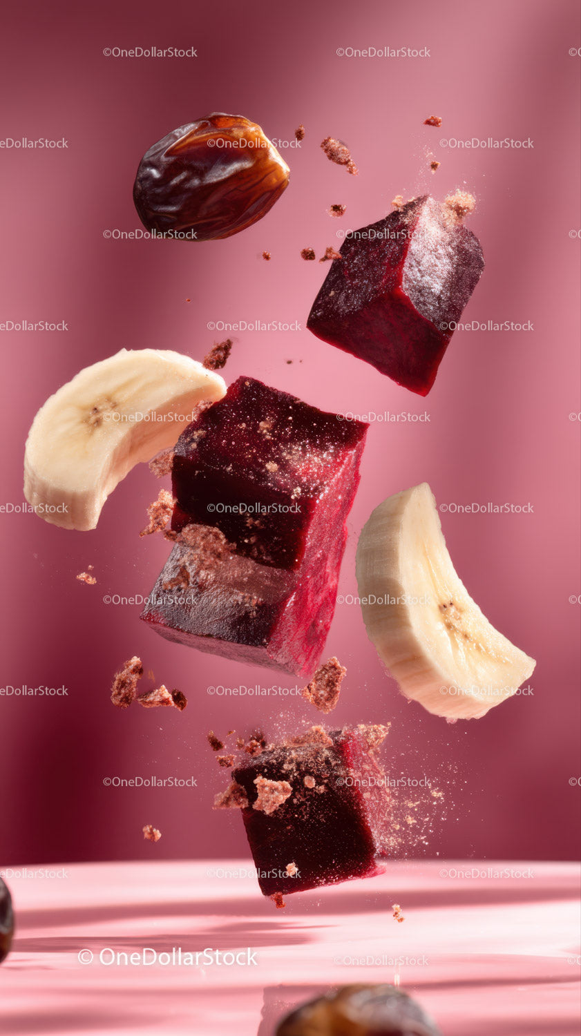 Vibrant Frozen Fruit and Banana Cubes with Date Dust
