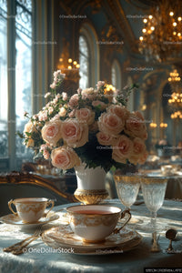 Elegant Floral Centerpiece in Luxurious Grand Ballroom Setting